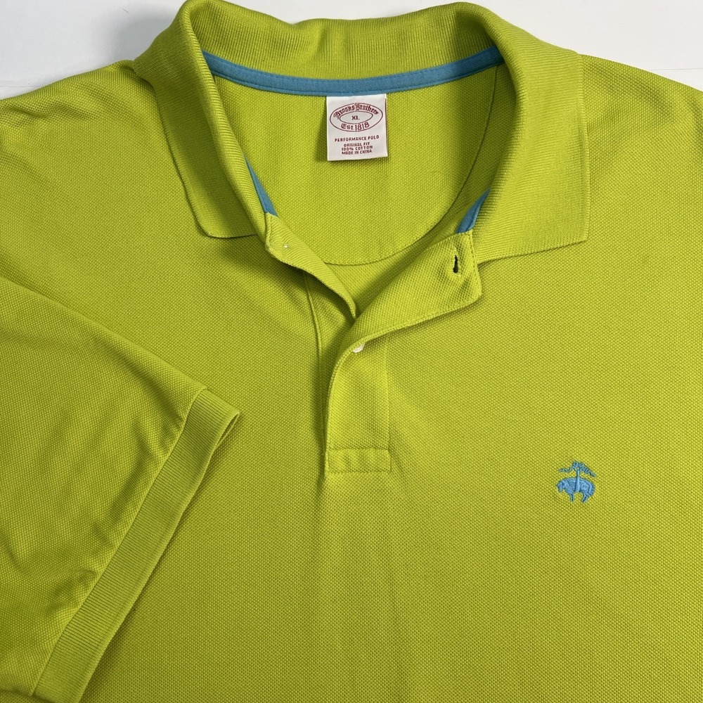 Brooks Brothers Shirt Mens XL Lime Green Original Fit Performance Cotton Polo